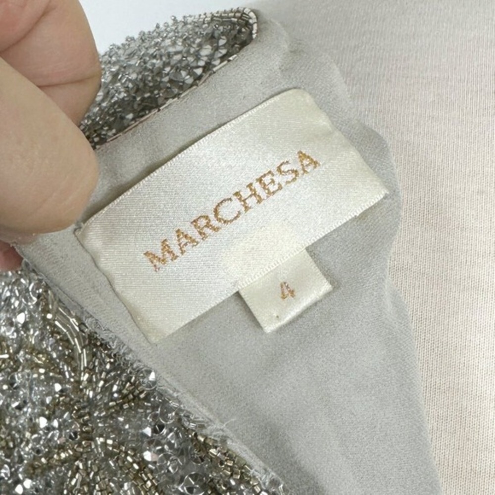 Marchesa Beaded‎ Sequin Dress Gold Silver Formal Cocktail Size 4 - Picture 8 of 10